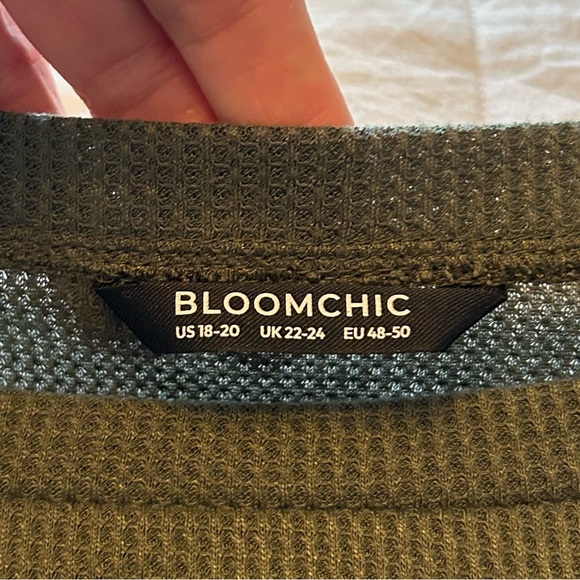 BloomChic Women’s Embroidered Flowers Waffle Knit Boho Top Green Size XXL - Picture 4 of 14